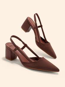 CUCCOO BASICS Women's Pointed Toe Fashion Minimalist High Heel Pumps - Coffee Brown - View 2