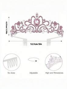 Sparkling Birthday Princess Crown – Rhinestone Tiara & Sash Set, Women's Party Decoration - View 3