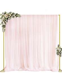 1Set Heavy-Duty Background Stand With Base, Gold Portable Adjustable Tube And Hanging Background Stand Kit, Square Metal Arch Party Frame, Suitable For Wedding Venue Decoration, - gold - View 11