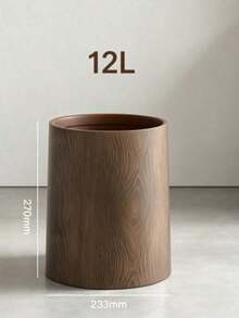 Faux Wood Grain Flip Lid Trash Can, Cylindrical Lid Waste Bin, Home Decor - Multicolor - View 13