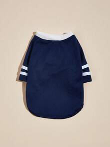 1pc New Arrival Embroidered Letter Fleece Lined Pet Sweatshirt Autumn Winter Warm Clothes For Small Dogs Cats Pomeranian Teddy Bichon Household Pet Apparel Daily Wear - Navy Blue - View 7