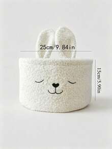 1 Pack Curing Rabbit Teddy Velvet Storage Basket Stereo Rabbit Ears Large Capacity Clothes Storage Bucket Bedroom Home Decoration Easter Bunny Storage Basket Rabbit Shape Storage Basket - View 7