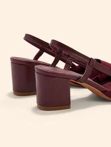 CUCCOO BASICS Sepatu hak tinggi wanita warna burgundy simpel, cocok untuk kencan dan bepergian. - Bourgogne 1 - View 5