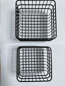 1 Matte Black Trapezoidal Minimalist Tabletop Storage Basket, Metal Organizer Basket For Kitchen And Bathroom Without Drilling, Small Golden Trapezoidal Basket, Pink Rectangular Basket, Bathroom Accessories, Room Decoration - Multicolor - View 9