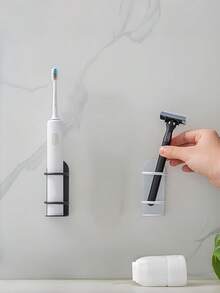 2PCS Wall Mounted Toothbrush Holder No Drill Durable Ergonomic Razor Rack Bathroom Shower Organizer Space Saving Lightweight Easy Clean For RV Camper Van Apartment Modern Decor Trending Essentials - View 5