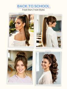 Ponytails Extensions Human Hair Chestnut Brown Remy Hair Extensions Invisible Wrap Around Ponytail Real Human Hair For Women Daily Work - S6 - View 3