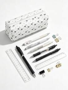 1pc Cute Large Capacity Cosmetic & Stationery Storage Bag, Bow Decor Pencil Case Back To School,Pencil Pouch,School Bag - Single Piece - View 4