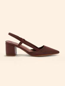 CUCCOO BASICS Women's Pointed Toe Fashion Minimalist High Heel Pumps - Coffee Brown - View 3