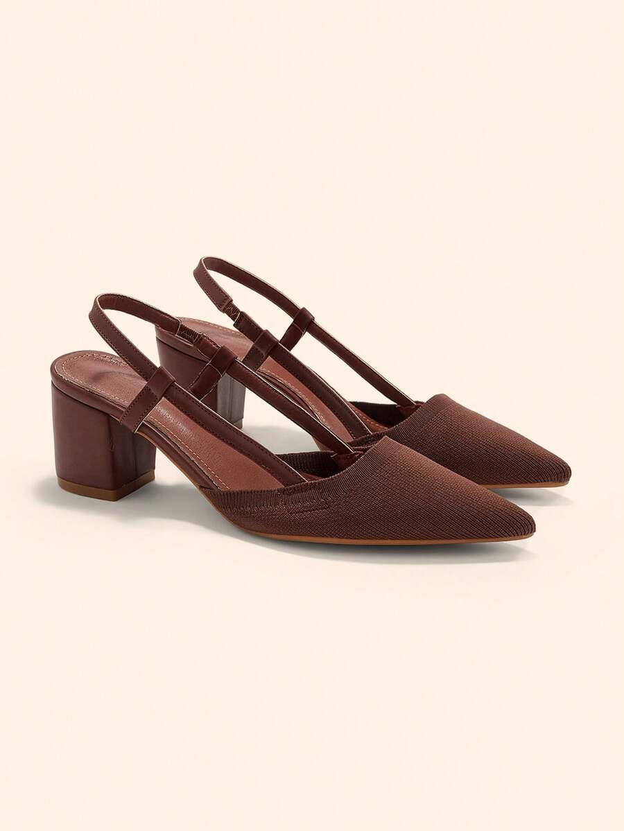 CUCCOO BASICS Women's Pointed Toe Fashion Minimalist High Heel Pumps - Coffee Brown - View 1