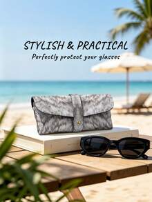 1PC PU Leather Glasses Case Metal Snap Button Portable Fashion Glasses Pouch Anti Scratch Eye Protection Wolf Head Animal Print Faux Fur Pattern Travel Storage Bag For Outdoor Driving Cycling Gift Hiking Camping Festival Season - Multicolor - View 5