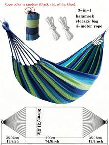 3-In-1 Hammock: A Durable And Portable Hammock Made From Comfortable Fabric. Comes With A Travel Bag And Ropes, Perfect For Garden Camping, Indoor/Outdoor Terraces, Balconies, Backyards, Beaches, And Parks. - multicolor - View 12