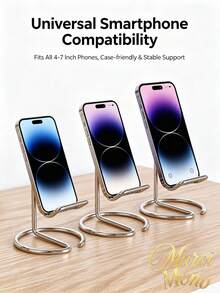 1 قطعة حامل هاتف معدني، حامل عالمي للمكتب، حامل قائم، تصميم بسيط محمول، تثبيت طاولة مستقر للهواتف الذكية والأجهزة اللوحية، دعم عرض بدون استخدام اليدين للمكتب والمطبخ والدراسة - متعدد الألوان - مشاهدة 5