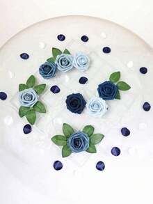 27 Pcs Artificial Rose Set (25 Roses & 2 Leaves) With Stems, Fake Flowers For DIY Wedding Bouquets, Table Decor, Home & Baby Party Layout, Suitable For Valentine's Day, Birthday, Wedding, New Year And Graduation Gifting, No Box Included - Color Mixing - View 5