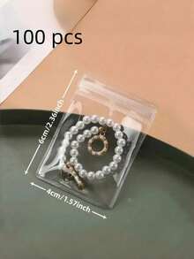 60/100Pcs 3 Sizes Thickened Transparent PVC Jewelry Bags, Plastic Transparent Jewelry Bags, Ring Earring Packaging Storage Bags, Anti-Oxidation Zipper Bags, Gift For Women Wives, Jewelry Storage Bags - White - View 10