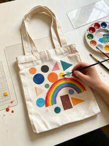 10 Piece Set With Multiple Sizes To Choose From, Large Capacity Beige Canvas Painting Bag, Tote Bag, Storage Bag, Shopping Bag - Handbag - View 7