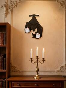 1PC Standard Size Durable Resin Creative Bat Shaped Wall Mounted Shelf Stand With Animal Sculpture Design Multiple Candle Holders For LED Tealight Gothic Horror Style Decorative Organizer Black Finish Sturdy Space Saving Easy Installation Living - 1PC - View 6