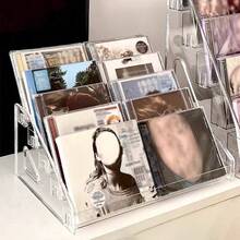 1pc Transparent CD/DVD Storage Rack, Multi-Layer CD/DVD Display Shelf, Media Storage Organizer, Desktop Decor - Multicolor - View 7