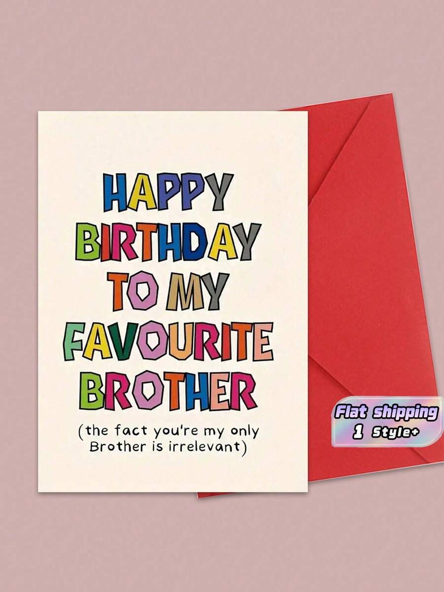 بطاقة تهنئة 1 قطعة "Happy Birthday To My Dearest Brother" للشريك والأخ والأصدقاء مع تمنيات صادقة وظرف بلون عشوائي هدية للبالغين - عيد ميلاد - مشاهدة 1