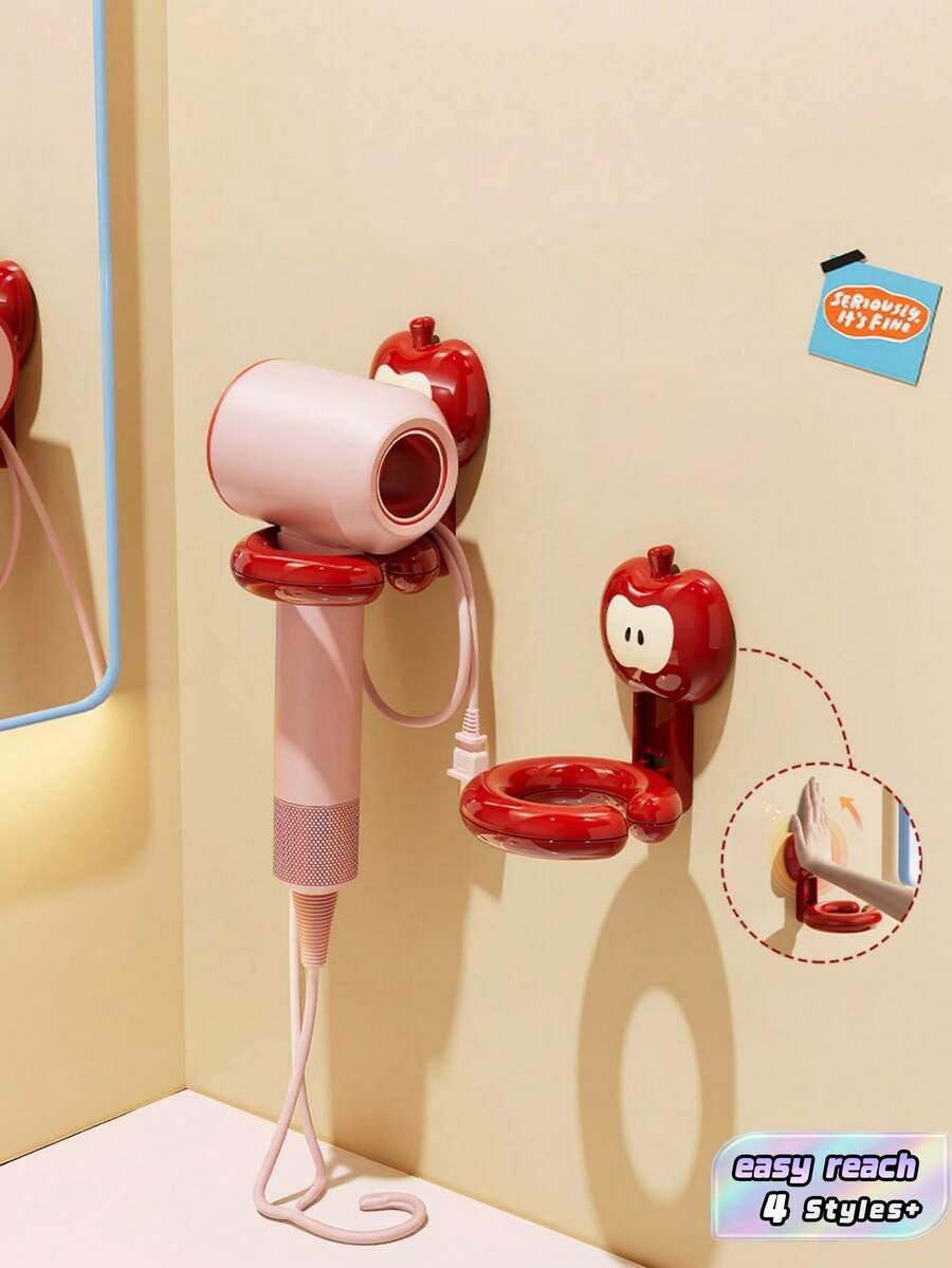 1 Buah Rak Pengering Rambut Plastik Ukuran Universal dengan Perekat Hisap, Tanpa Paku, Tanpa Pengeboran, Tahan Air, Anti Karat, Sudut Dapat Diatur, Dudukan Dinding untuk Kamar Mandi, Toilet, Meja Rias, Pemasangan Cepat - MultiWarna - View 1