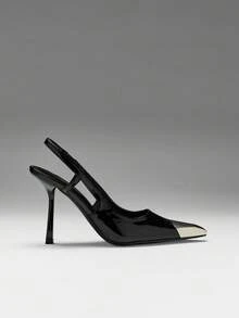 SHUZIA Women's Fashion Commuter Colorblock Pointed Toe Pumps - Black - View 1