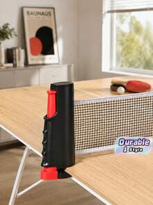 1 set jaring tenis meja portabel, jaring yang dapat diperpanjang dan mudah dipasang untuk ping pong, jaring permainan olahraga dalam dan luar ruangan untuk keluarga dan teman, warna acak. - Hitam - View 1