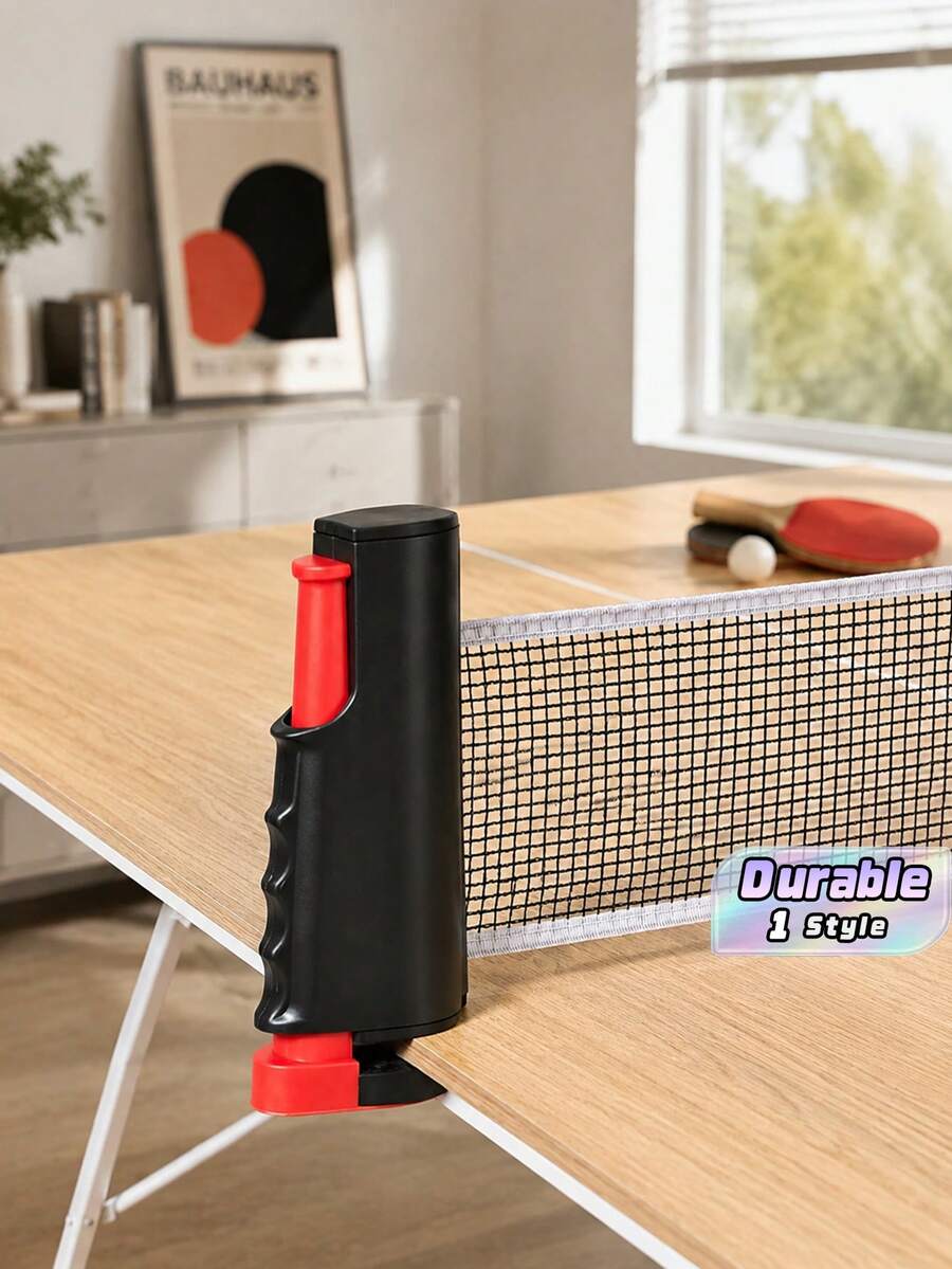 1 set jaring tenis meja portabel, jaring yang dapat diperpanjang dan mudah dipasang untuk ping pong, jaring permainan olahraga dalam dan luar ruangan untuk keluarga dan teman, warna acak. - Hitam - View 1