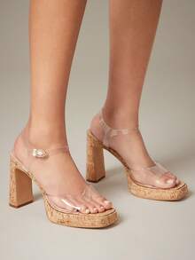 SHUZIA Women's Minimalist Clear Ankle Strap Platform Sandals Summer Shoes - Clear - View 3
