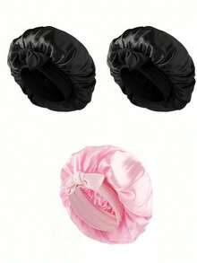 Luxury Satin Embroidered Bow Sleep Cap For Women - Adjustable Silk Nighttime Hair Accessory, Headband-Style Home Sleep Aid Hat Hair Bonnet Hair Drying Towel Wrap - Multicolor - View 14
