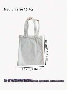 10 Piece Set With Multiple Sizes To Choose From, Large Capacity Beige Canvas Painting Bag, Tote Bag, Storage Bag, Shopping Bag - Handbag - View 6