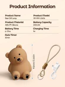 Teckwe Dimmable Silicone Bear-Shaped Night Light/Hanging Light,ABS,200mAh - night light - View 6