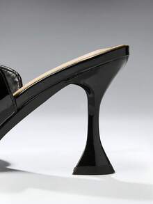 SHUZIA Ladies Elegant Stiletto Heel Slip-On Sandals - Black - View 7