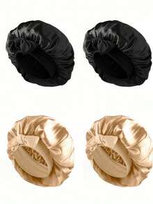 Luxury Satin Embroidered Bow Sleep Cap For Women - Adjustable Silk Nighttime Hair Accessory, Headband-Style Home Sleep Aid Hat Hair Bonnet Hair Drying Towel Wrap - Multicolor - View 13