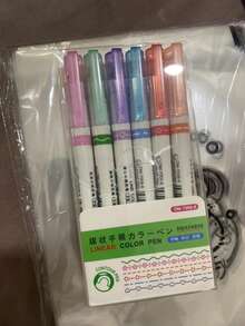 6支装荧光笔笔记本曲线笔滚珠花笔双头打印轮廓笔创意波浪花圆珠笔返校 - 彩色 - 查看 7