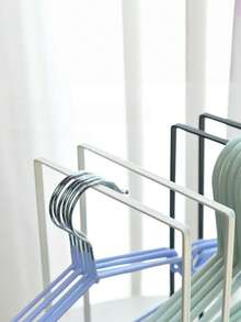 1PC Space Saving Large Capacity Stainless Steel Detachable Heavy Duty Metal Modern Vertical Stand Sturdy Easy Assembly Stackable Hanger Organizer Rack For Closet Laundry Room Bedroom Small Space Home Decor Storage Rack Organizer Shelf - Multicolor - View 3