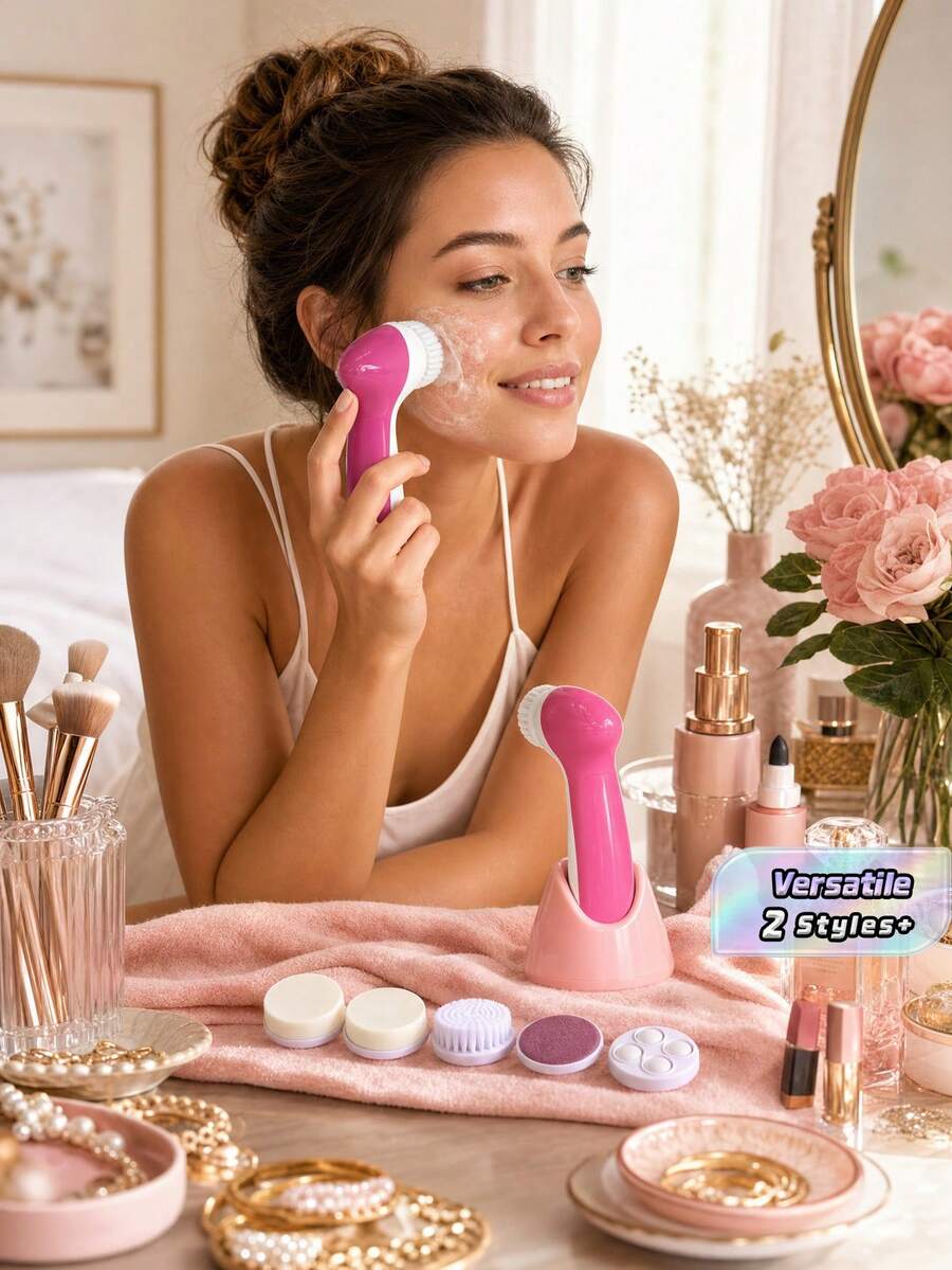5-IN-1 Electric Facial Cleansing Brush, Spa Facial Treatment Massage For Cleansing And Blackhead Removal.