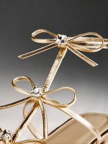Solezae Women's Minimalist Elegant Ribbon Decor Ankle Strap Flat Sandals Summer Shoes - Gold - View 7