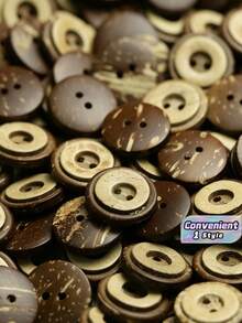 Two Holes Double Layer Coconut Shell Buttons, Natural Two-Tone Round Coconut Buttons For Clothing Sewing DIY Craft Accessories - multicolor - View 1