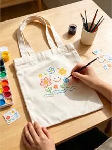 10 Piece Set With Multiple Sizes To Choose From, Large Capacity Beige Canvas Painting Bag, Tote Bag, Storage Bag, Shopping Bag - Handbag - View 8