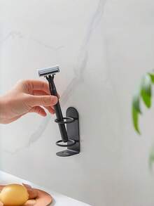 2PCS Wall Mounted Toothbrush Holder No Drill Durable Ergonomic Razor Rack Bathroom Shower Organizer Space Saving Lightweight Easy Clean For RV Camper Van Apartment Modern Decor Trending Essentials - View 6