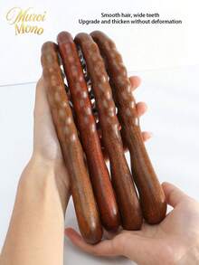 1pc Sandalwood Massage Comb With Wide-Tooth Design – Anti-Static Styling Comb For Women; Suitable For Permed, Curly, And Wavy Hair; Ideal For Scalp Massage And Detangling - Brown - View 6