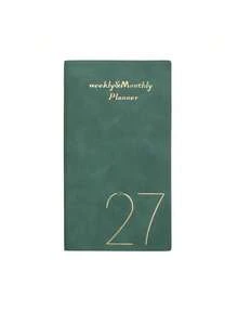 1 Stück 2027 Englischer Wochenplaner Notizbuch 3,94*6,89 Zoll wasserdichtes PU-Leder Goldfolien-Cover tragbares Taschen-Terminkalender Mini-Tagesagenda Notizblock für Büro Schule Reisen persönliches Zeitmanagement - Mehrfarbig - Übersicht 10