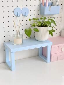 Zazumi 1PC Cute Scalloped‑Edge Desktop Display Riser Shelf, Solid Wood Construction With Lovely Wavy Scalloped Front Trim, Multi‑Layer Space‑Saving Storage Organizer For Sorting Small Accessories, Cosmetic Goods, Stationery Supplies And Collectible Doll - Multicolor - View 5