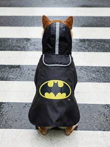Batman X PETSIN Collaboration Waterproof Printed Pet Dog Raincoat For Small, Medium & Large Dogs, Full Body Coverage, Breathable Fabric, Comfortable & Flexible Fit, Cool Graphic Design, Universal Rain Gear For Cats & Dogs, Cross-Border Pet Supplies, Practical For Rainy Days, A Must-Have For Cool Pets - Black - View 1