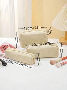 1 SET Durable Zipper Pencil Pouch Stationery Storage Pen Bag Organizer For School Office Home Daily Supplies - black - View 3