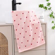 Joivida 1pc Cute Pink Bath Towel / Hand Towel - Soft Absorbent Cotton Red Heart Patterned Towel, Decorative Aesthetic Bathroom Towel - Pink - View 5