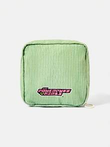 THE POWERPUFF GIRLS X SHEIN 拼貼卡通人物與字母標語印花拉鍊化妝包，便攜旅行化妝收納收納袋 - 卡通人物-2 - 查看 4