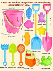 MINKOJA Beach Toy Set For Youngsters To Play With Water And Sand Large Sand Shovel Beach Bucket Sand Digging Tool Timer Accessories, Random Colors - Multicolor - View 14