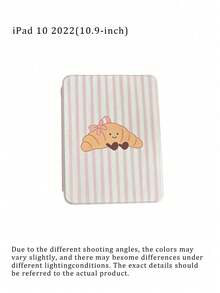 Casing Tablet Motif Garis-Garis Merah Muda Croissant yang Lucu dengan Slot Pena, Penutup Penyangga Magnetik Multi-Sudut dengan Fungsi Tidur/Bangun Otomatis - MultiWarna - View 15