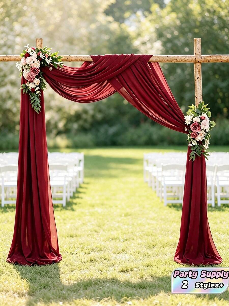 1/2 Pieces 4.4 Yards Arch Canopy Sheer Backdrop Curtain, Suitable For Party, Ceiling, Wedding Arch, Reception, Christmas And Other Occasions Decoration - View 1