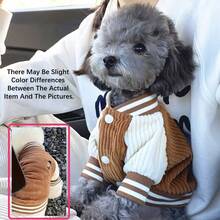 1Pc Ins‑Style Baseball Shirt For Dogs, Fashion Funny Dog Clothes With Embroidered Pocket Pattern, Autumn And Winter Apparel For Cats And Dogs - Brown - View 7